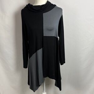 Comfy USA Color Block Tunic Lagenlook Asymmetrical